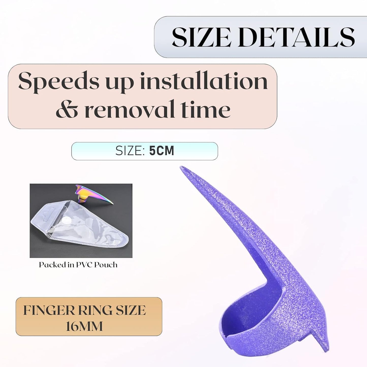 Quick Hair Parting Ring – Stainless Steel Sectioning Tool for Braids, Dreadlocks, Wigs & Remy Hair Extensions – Finger-Wear Braiding Tool Purple Glitter Finish