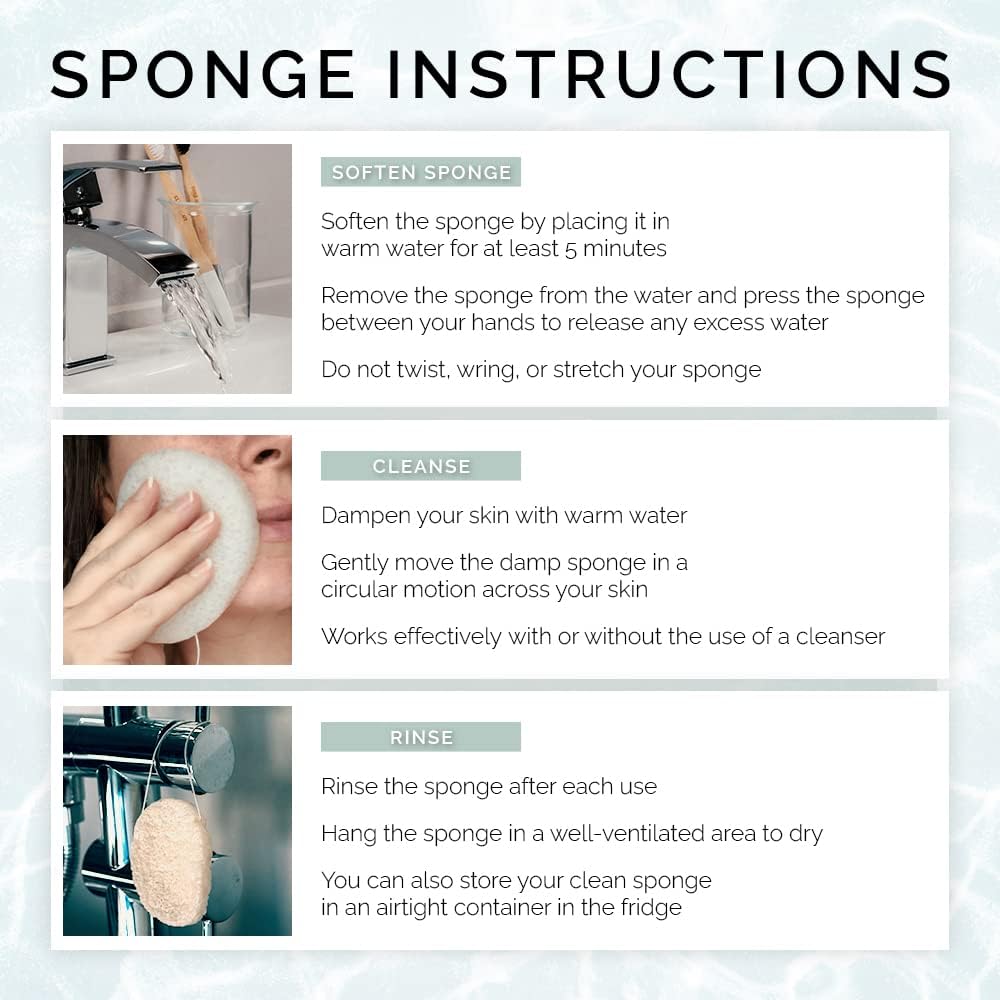 Wildpier Beauty Konjac Sponge, Natural Luxury Facial Exfoliator, Face Scrubber, Makeup Remover, Plant Based Gentle Cleansing for Sensitive Skin, Removes Dead Skin Cells, White