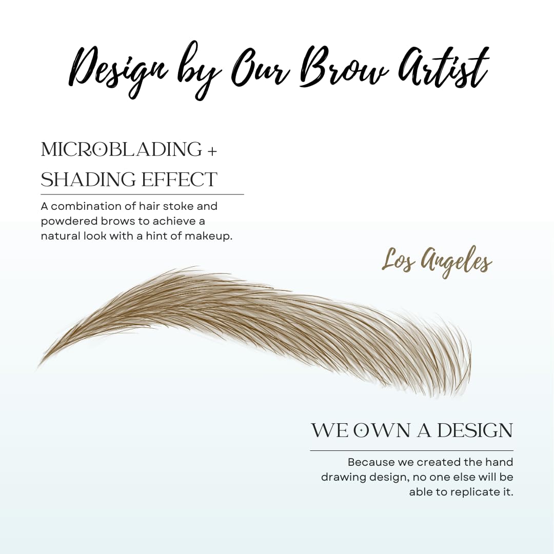 Bliss and Beyond USA | Microblading & Shading Tattoo | A combination of hair stoke and powdered brows | Non-toxic | Vegan friendly (Dramatic Los Angele, Light Brown)