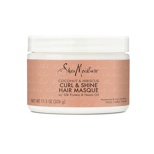 SheaMoisture Hair Mask Coconut & Hibiscus for Dry Curls Hair Mask with Shea Butter 11.5 oz