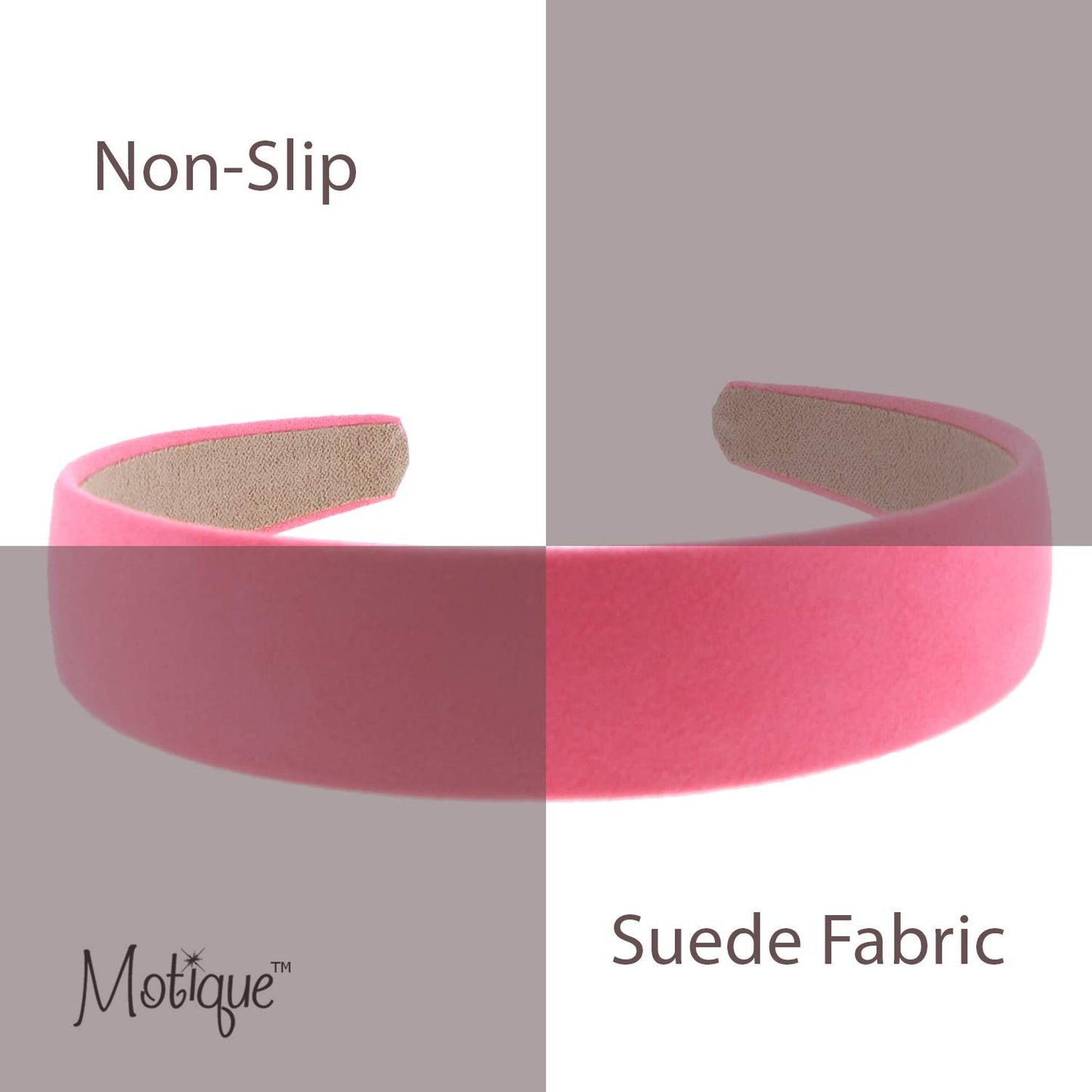 1 Inch Wide Suede Like Headband Solid Hair band for Women and Girls (Neon Pink)