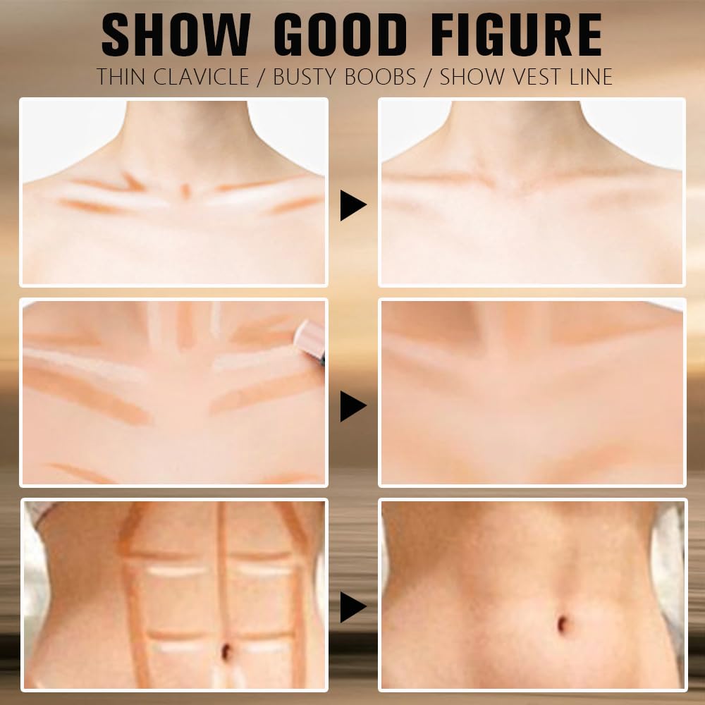 evpct Darker Nude & Light Pink Cream Contour Stick Face Body Makeup Dual Ended, no Transfer Waterproof 2 in 1 Cream Concealer Stick Contouring Makeup, Nose Contour Bronzer Sticks Face Highlighter