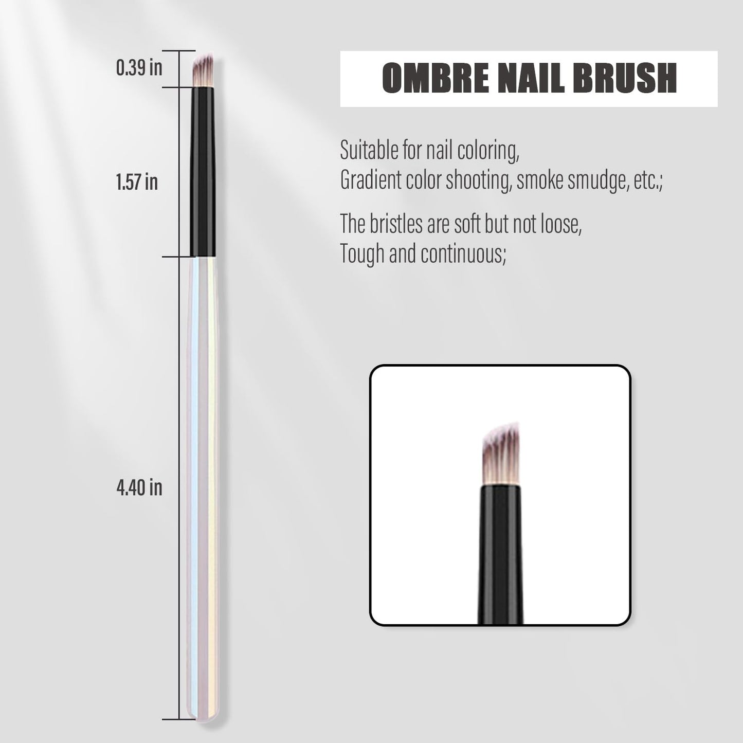 WOKOTO 5 Pcs Oblique-Shaped Nail Ombre Brush For Nails Art Gradient Design Painting Brush With Aurora Color Penholder For Nails Design Brushes For Gel Ombre Nails Art Brushes Manicure Tools