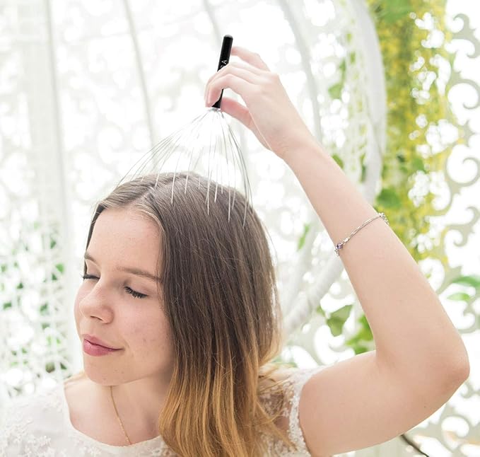 USAGA 36 Fingers Head Massager Scalp Massager Head Scratcher for Scalp Body Relaxing (Black)