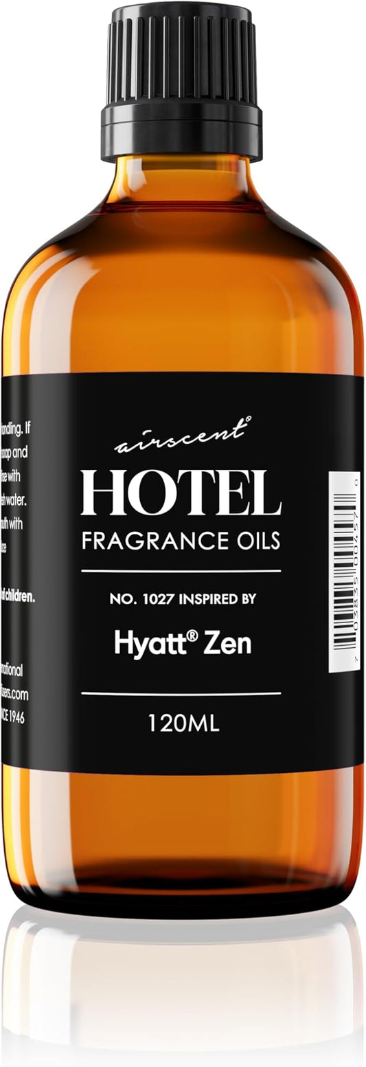 AirScent Hotel Diffuser Oil Inspired by The Hyatt Zen Hotel Scent - Premium Fragrance Oil No. 1027 for Ultrasonic and Waterless Diffusers and Crafting - 120 mL, 4 fl oz Glass Bottle with Dropper