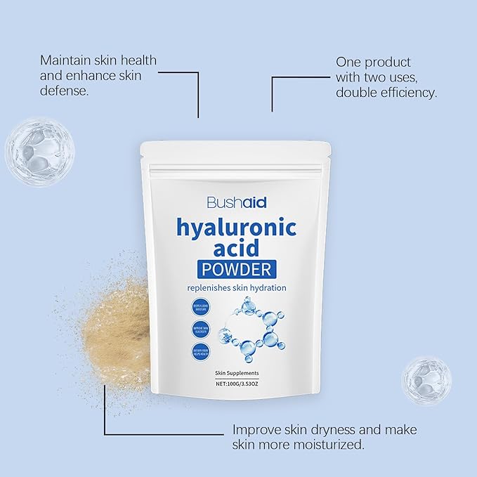 Hyaluronic Acid Powder,Hyaluronic Acid Powder for Face & Skin Care - Low Molecular Weight Vegan Formula, Water-Soluble Hydrating Serum Booster, Acido Hialuronico for Moisture & Plumping