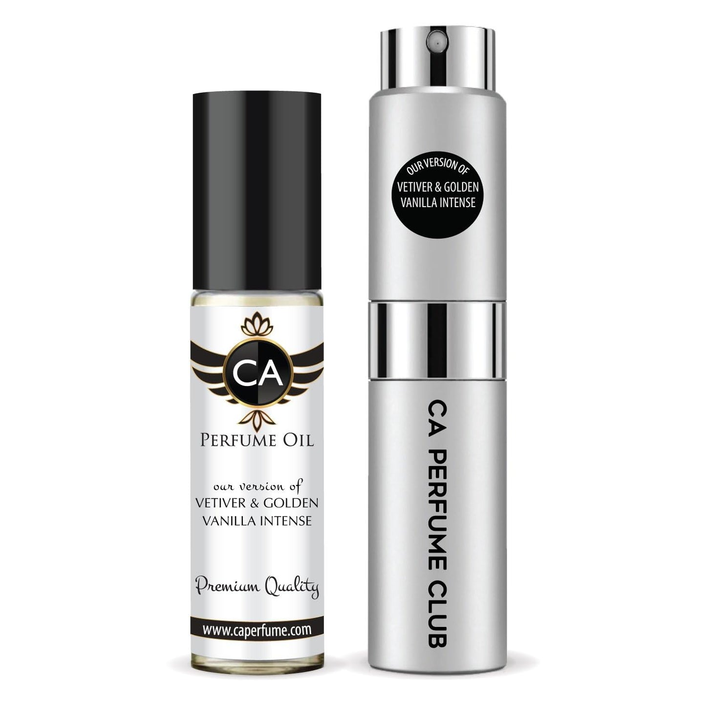 CA Perfume Duo Impression of Vetiver & Golden Vanilla Cologne Intense For Women And Men Perfume Layering Set Long Lasting Travel Size EDP + Body Oil Roll-On Bottle 0.27 Fl Oz+0.33 Fl Oz