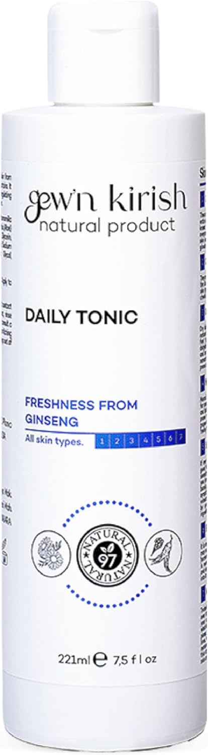 Gew’n Kirish Daily Tonic – Purifying & Hydrating Face Toner with Ginseng, Balances Sebum & Revives Skin, Suitable for Oily, Dry & Sensitive Skin, 7.5 fl oz