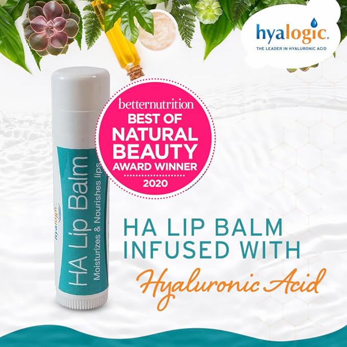 Hyalogic HA Lip Balm - Hyaluronic Acid & Organic, Natural Coconut Oil - Soothes Dry, Chapped Lips - Plumping, Moisturizing & Nourishing - Unflavored - Fragrance & Dye Free - 4.25g - 18 Sticks