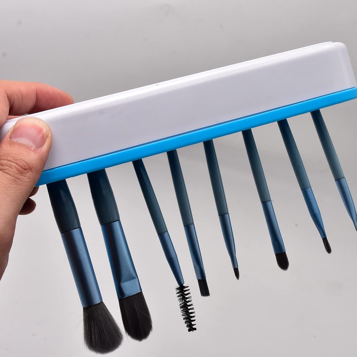 2 PCS Multi-Purpose Cosmetic Storage Box, Desktop Organizers Silicone Make Up Brush Storage Stand Desktop Storage Box for Brush,Eyeliner Pencil,Art Supplies, Painting Brush(Blue)