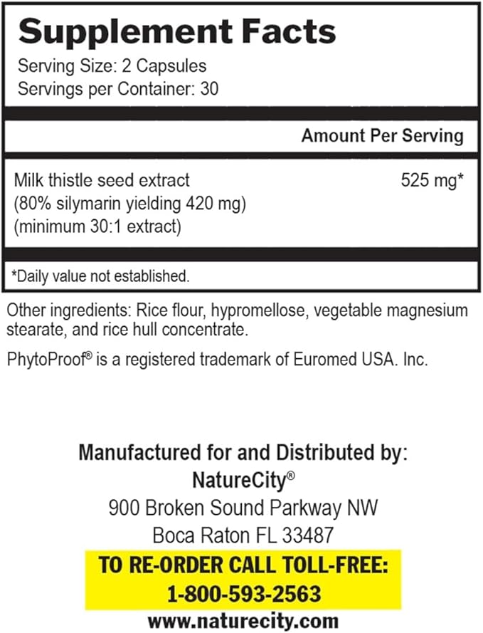 TrueMilkThistle | Milk Thistle Liver Supplement 525mg Milk (80% silymarin) 420mg of (60 Veggie