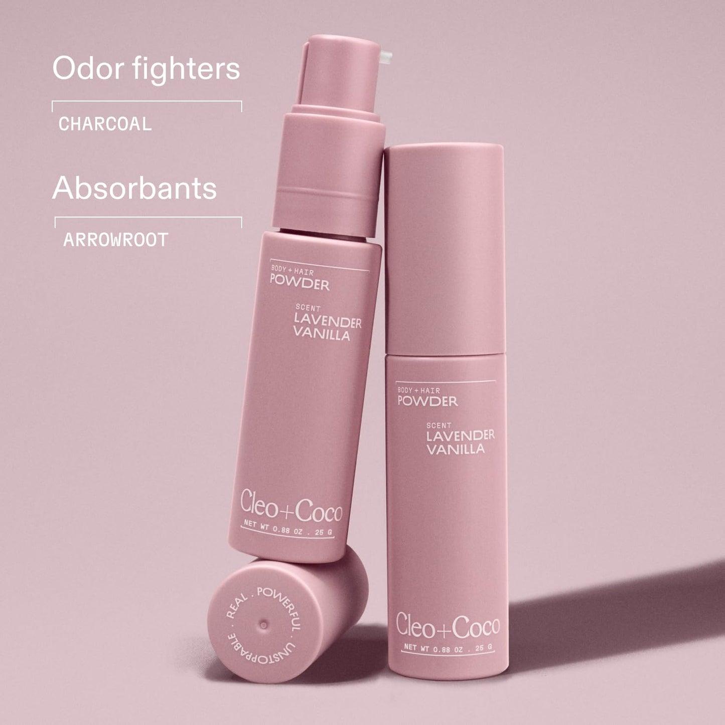 Cleo + Coco. Deodorant Powder for Body and Hair, Lavender Vanilla (0.88 oz), 2-in-1 Deo Powder & Dry Shampoo for Women & Men, Aluminum Free Deodorant, Talc-Free, Anti Chafe Protector, Travel-Size