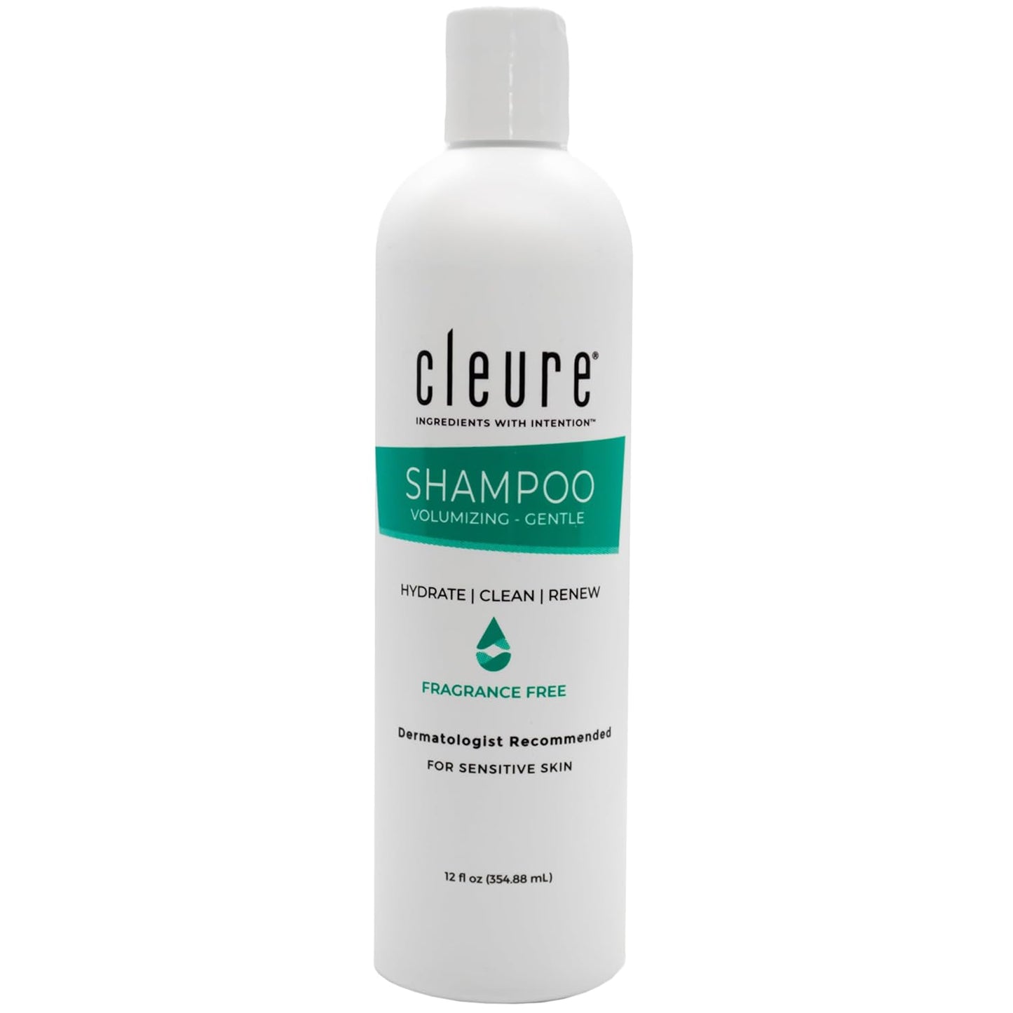 Cleure Hypoallergenic Volumizing Shampoo for Sensitive Skin - Fragrance Free, SLS Free & Paraben Free (12 oz, Pack of 1)