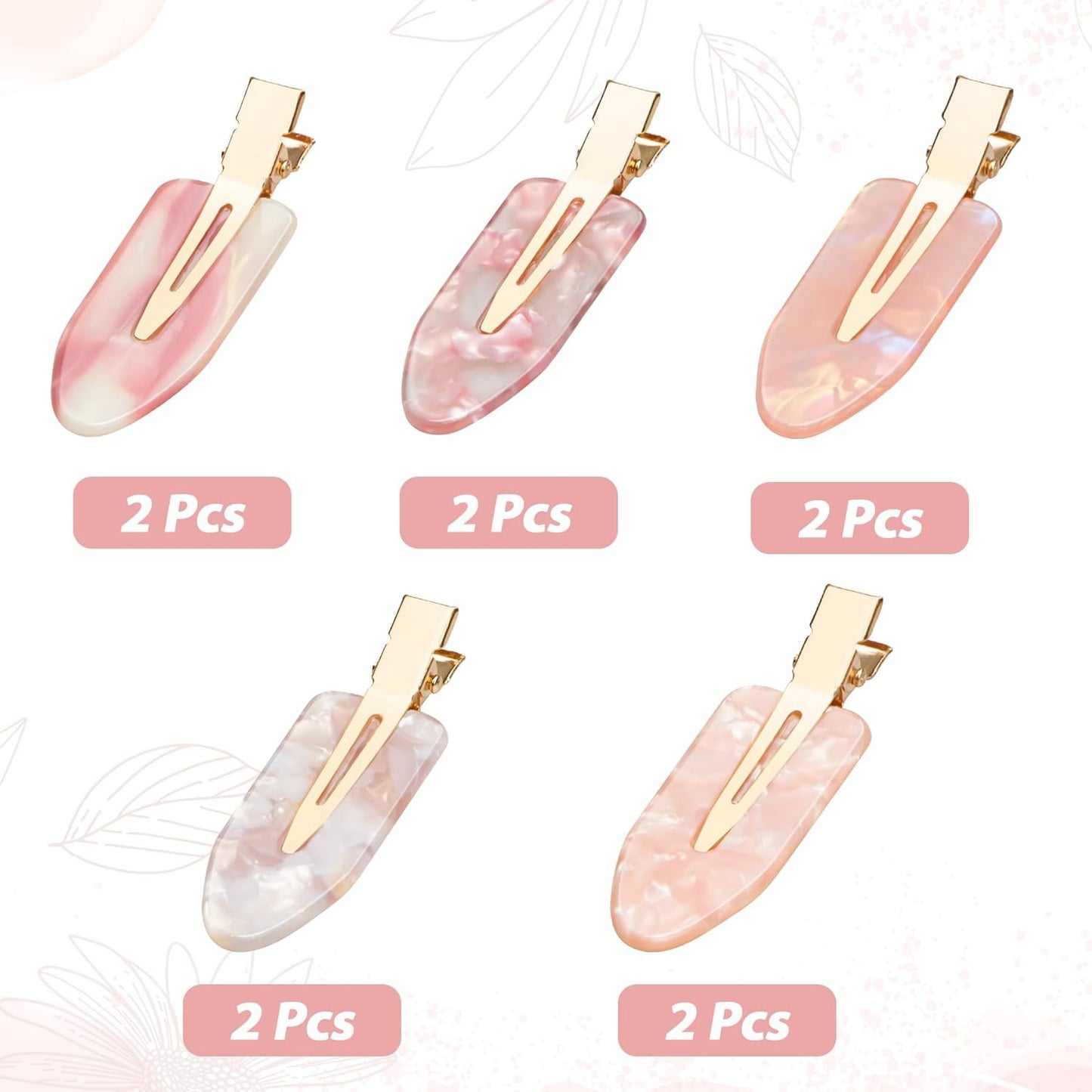 Gingbiss 10 Pcs No Bend Hair Clips, Acrylic No Crease Hair Clip for Hairstyling, Flat Clip Alligator Hair Barrettes for Women Girls Makeup Accessories(Pink Opal)