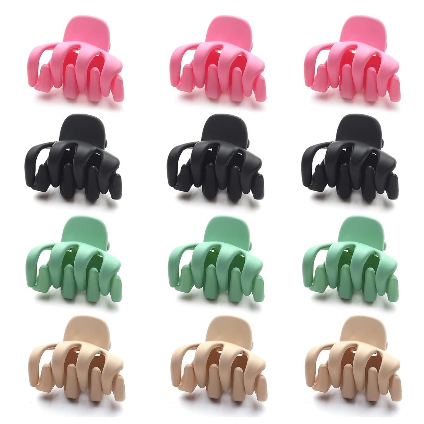 Cobahom 12 Pack Small Hair Claw Clips 1.2 Inch Matte Hair Clips for Thin Hair No-Slip Mini Hair Clips Hair Styling Accessories for Women and Girls, Pink, Black, Green, Apricot