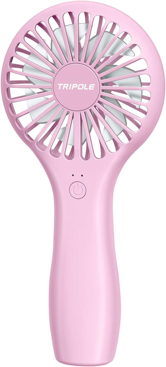 TriPole Mini Handheld Fan 5000mAh Battery Operated Small Fan 2 Speeds Powerful Personal Portable Fans USB Rechargeable Electric Fans for Eyelash Makeup Girls Women Summer Wedding Outdoor Travel, Pink
