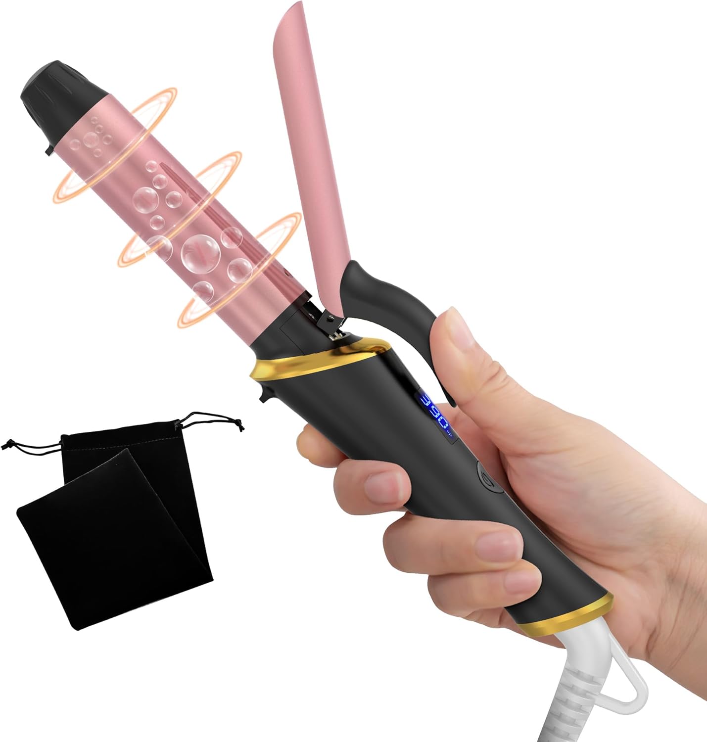 Ukliss Mini Curling Iron 1 Inch with Anti-Scald Tip, 30s Fast Heat, 5 Temp Settings & Dual Voltage for Home & Travel, Creates Soft Waves & Curls on Short to Medium Hair (US Plug, No Adapter Included)