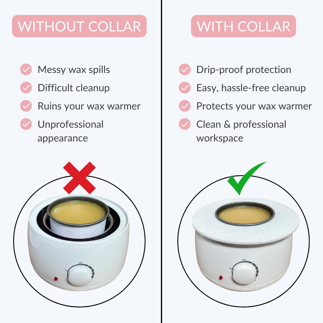 Reusable Non-Stick Silicone Wax Collars for Wax Pot – Fits All 14-16 oz Wax Cans & Warmers – Wax Warmer Collars for Easy, Mess-Free Cleaning (White, 1pc)