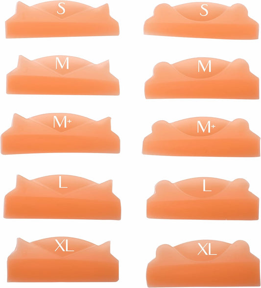 Lash Lift Pad, Eyelash Lift Shield, 5 Sizes Perm Rod DIY Lash Lifting at Home, Softer Perming Curlers Fit Eyes, Reusable Silicone Roller Orange Flat C curl Work with Glue Balm Very Well