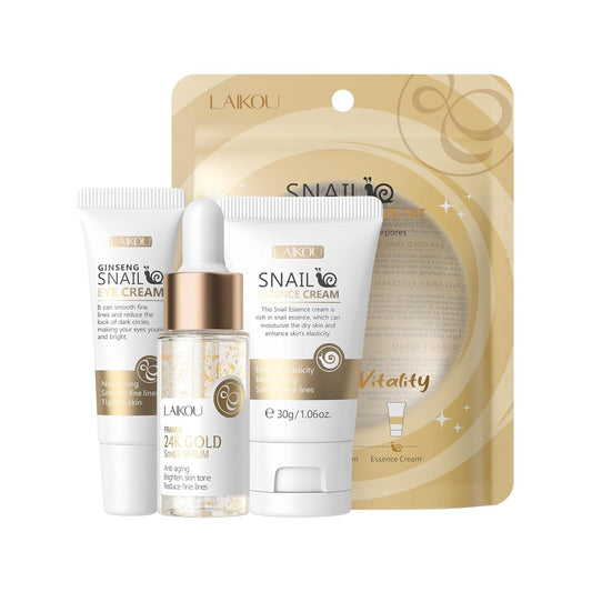 Korean Skin Care, Skin care set, Skin Care Kit Snail and Ginseng with Eye Cream, Serum, Essence Cream 3pcs for Women Teen Girls Mom Daughter Mother's Day Birthday