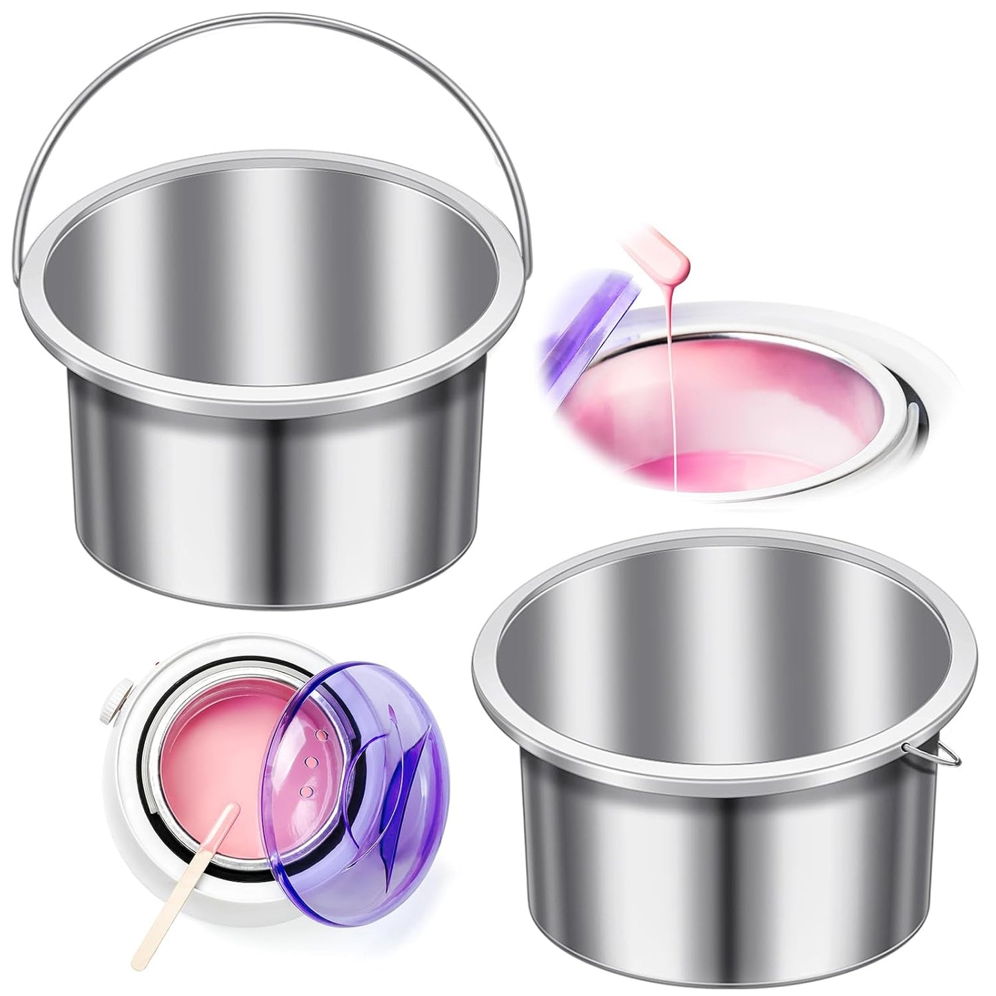 1 Piece Wax Pot Wax Warmer Replacement Tin Inner Pot Portable Hair Removal Waxing Bowl for 500 ml Hair Remover Machine