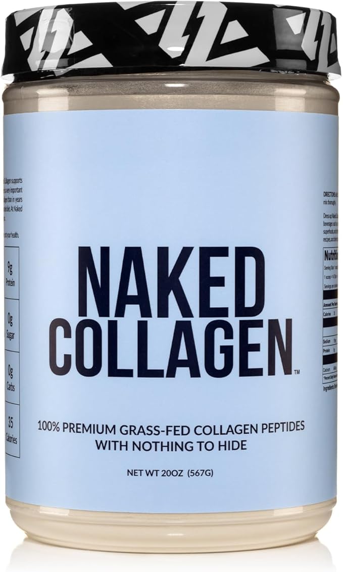 NAKED Collagen Peptides Protein Powder, 60 Servings, Pasture-Raised, Unflavored Grass-Fed Hydrolyzed Collagen Supplement, Paleo Friendly, Non-GMO, Keto, Gluten Free, 20oz