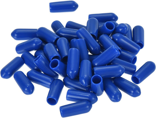 uxcell 50pcs Rubber End Caps 5mm(3/16 inch) ID Vinyl Round Tube Bolt Cap Cover Screw Thread Protectors Blue