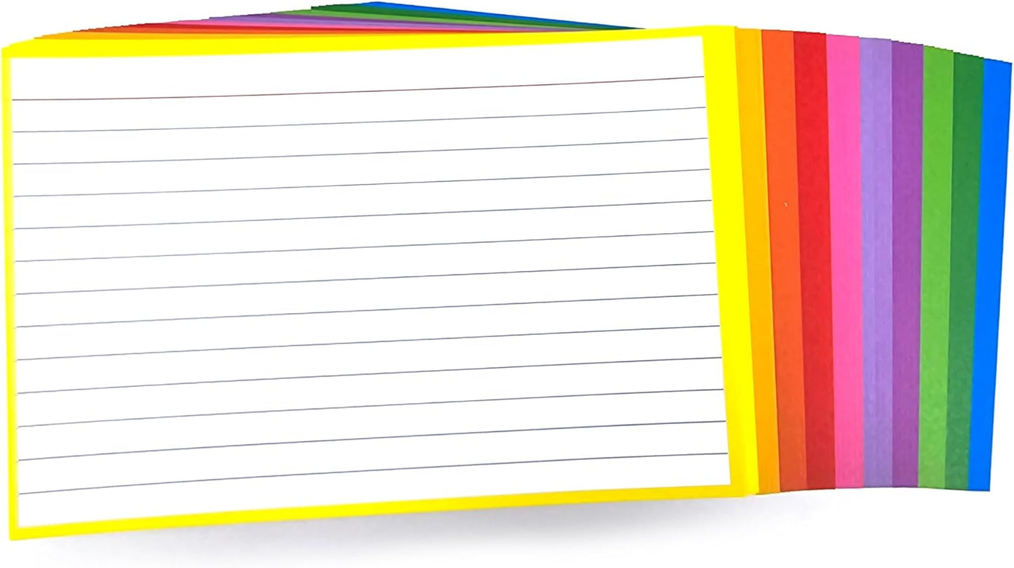 PPAPPAPPIYO 4x6 Lined Index Cards (Set of 50) Note Card, Study Cards, Flash Cards for Studying (Multicolor, 260gsm) (4x6)