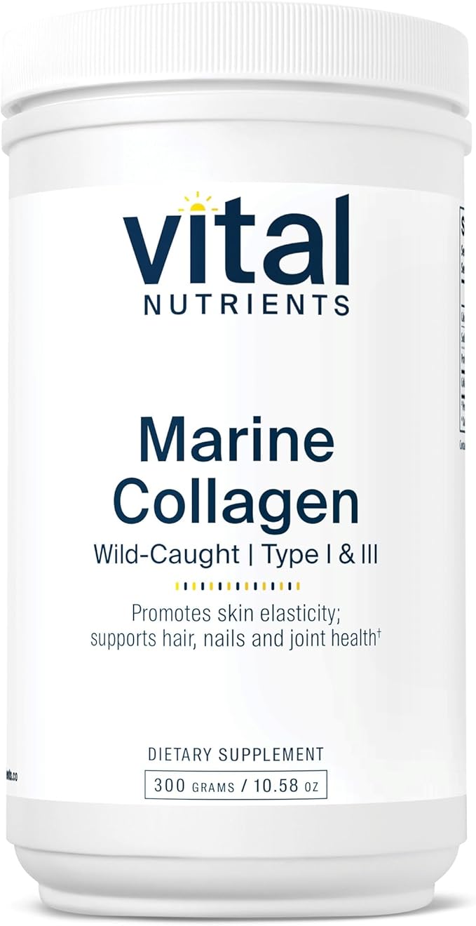 Vital Nutrients Marine Collagen Powder Unflavored | Hair, Skin, Nails, & Joint Support* | Type I & III Collagen Powder Supplement from Wild-Caught Fish | Gluten, Dairy, Soy Free | 300 Grams