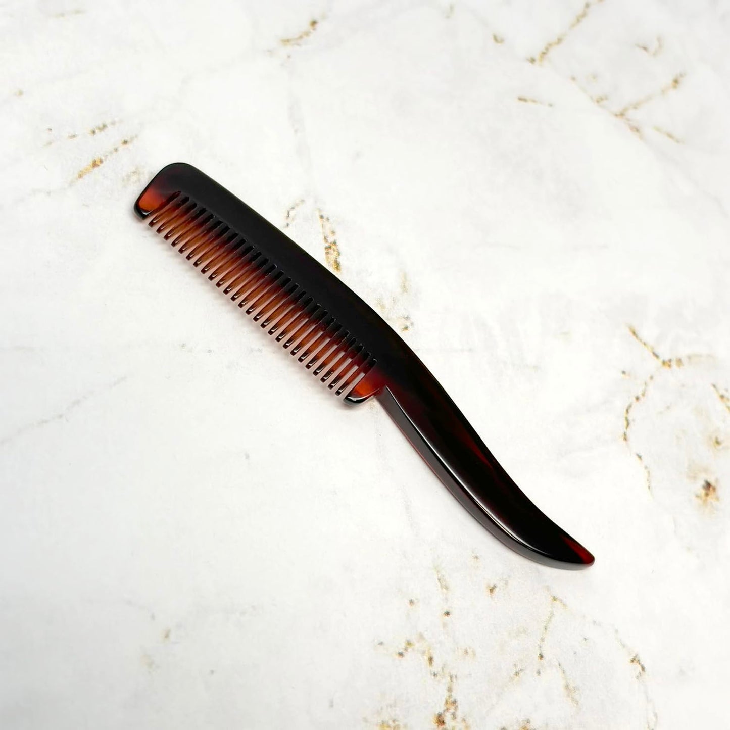 #88 Handmade Narrow Tooth Mustache Beard Comb Small Tortoise Havana Acetate Thick Coarse Fine Short Pocket Sized Facial Hair Grooming Tangle Free Beard Straightener Growth Care Styling Wet Comb