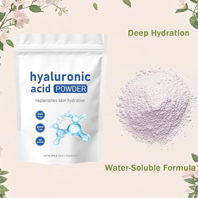 Hyaluronic Acid Powder for Skin Care - Low Molecular Weight, Cosmetic Grade, Water-Soluble Moisturizing Ingredient for DIY Facial Serum & Skincare
