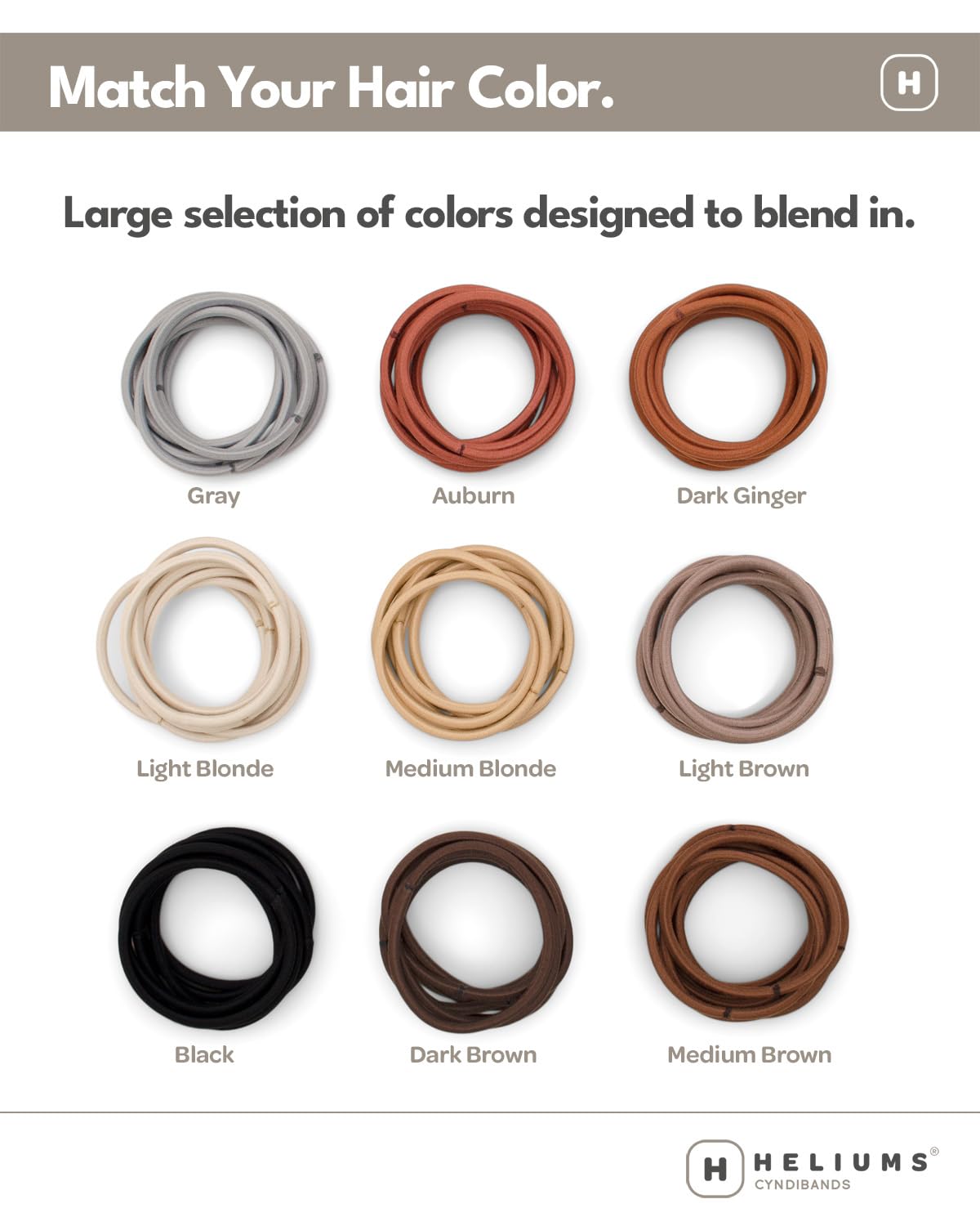 Heliums Large Hair Ties - Platinum White - 30 Pack, 2.25 Inch Thick Ponytail Holders, 4mm Hair Elastics