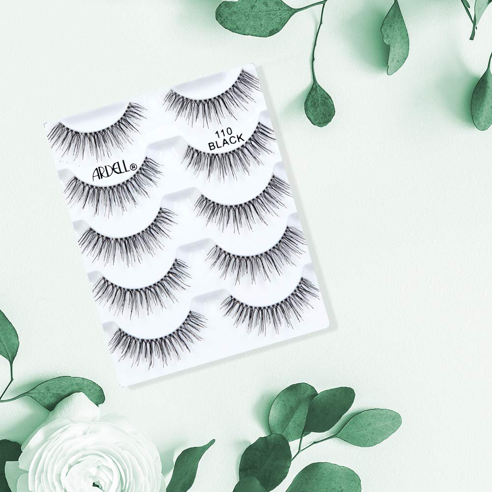 Ardell Natural False Eyelashes 110 Black - Eye-Lifting Effect Eye Makeup, Natural Look Strip Lashes - 5 Pairs, 2 Pack