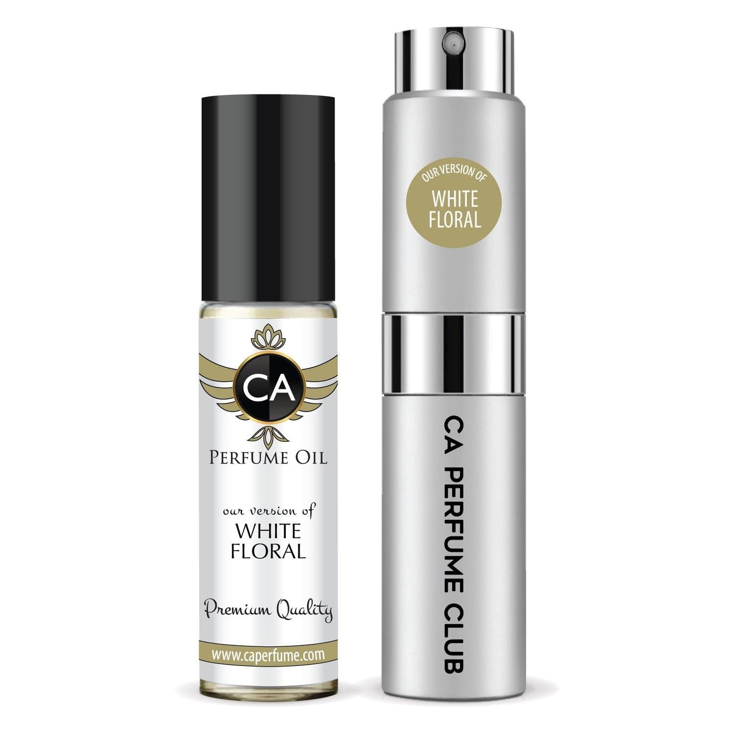 CA Perfume Duo Impression of White Floral For Women And Men Perfume Layering Set Long Lasting Travel Size EDP + Body Oil Roll-On Bottle 0.27 Fl Oz+0.33 Fl Oz