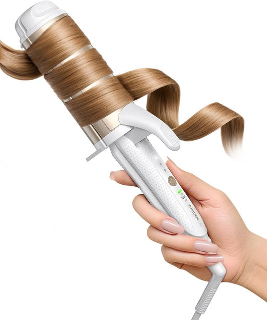 Dual-Voltage Curling Iron: 110V-240V 2 Inch Ceramic Wide Barrel 2-in-1 Curling Iron for Armpit to Mid Back Length Hair - Europe Travel for Loose Waves with Clamp