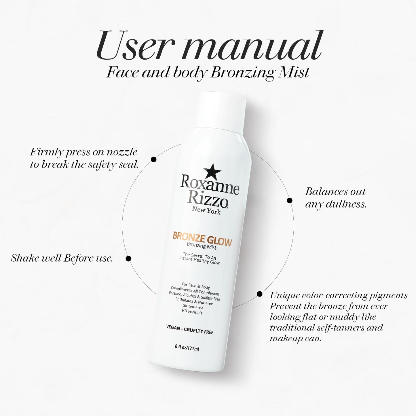 Bronze Glow – Instant Self Tanning Spray Mist for Face and Body – Hydrating Tanning Mist with Bronzer – Blends into All Skin Tones – Celebrity Favorite Bronzer Spray – 6 oz