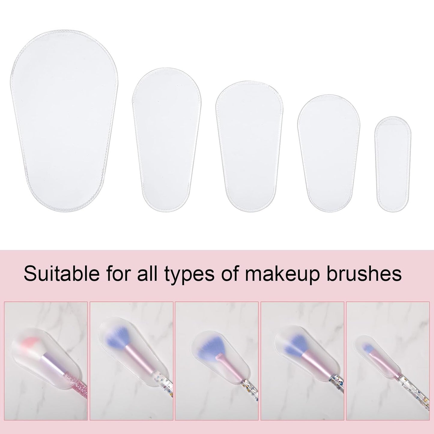 30 Pcs Makeup Brush Covers, 5 Sizes Portable Dustproof Cosmetic Brush Protectors, Lightweight Protective Plastic Make up Brush Guards for Travel & Daily Safe Storage Organizer