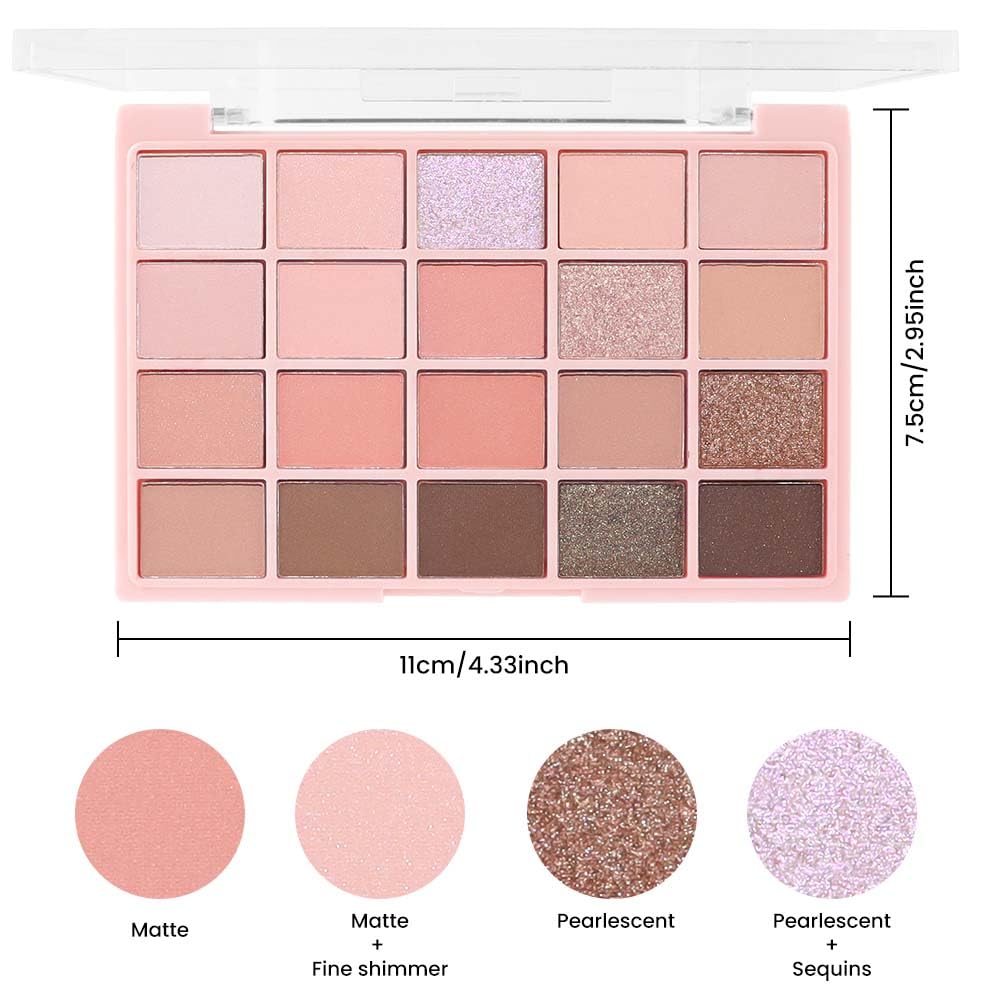 20Colors Nude Pink Brown Basics Matte Eyeshadow Palette,Eye Shadow Travel Makeup Palette all in one Long Lasting Waterproof,Great for Travel Gift Kit