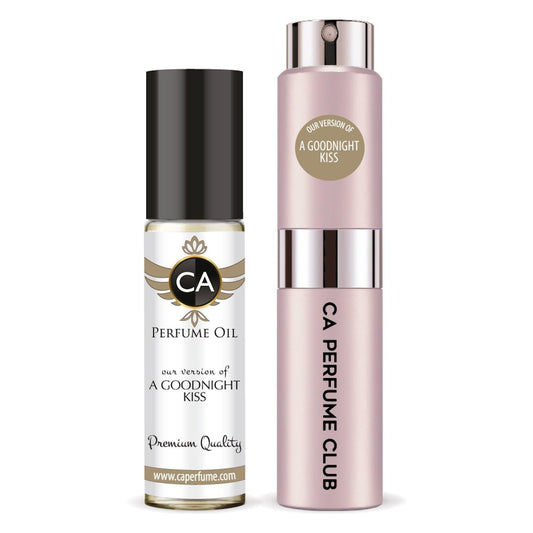 CA Perfume Duo Impression of A Goodnight Kiss For Women Perfume Layering Set Long Lasting Travel Size EDP + Body Oil Roll-On Bottle 0.27 Fl Oz+0.33 Fl Oz