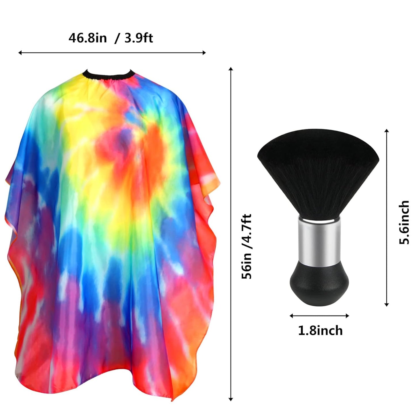 FEBSNOW Barber Cape Waterproof Professional Hair Cutting Cape Neck Duster Brush for Haircut Tie-dye Salon Beard Hairdressing Kits 46.8 × 56 Inches