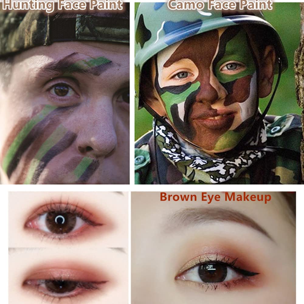 Go Ho Camo Face Paint Brown Stick - Maroon Eye Black Stick Hunting Face Body Paint Professional SFX Makeup,Safe Facepaint Nose&Lip Smacking for Halloween(Brown Color)