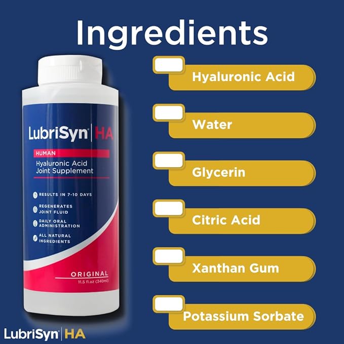 LubriSynHA Human Joint Supplement, Original 3 x 11.5oz – All-Natural, High-Molecular Weight Hyaluronic Acid HA - Joint Support for Women & Men – Promotes Healthy Joint Function, Made in USA, Vegan