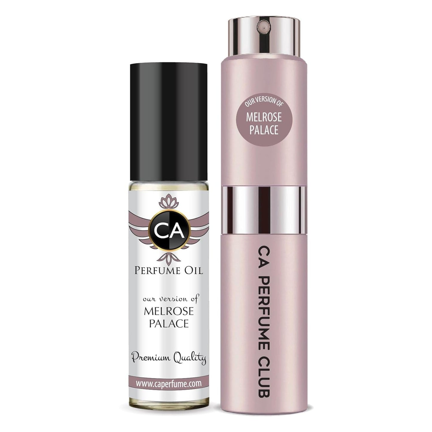 CA Perfume Duo Impression of Melrose Palace For Women Perfume Layering Set Long Lasting Travel Size EDP + Body Oil Roll-On Bottle 0.27 Fl Oz+0.33 Fl Oz
