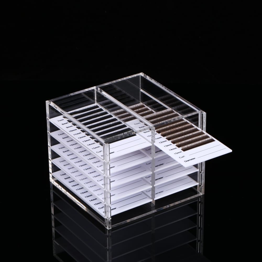 10 Layers Acrylic Eyelash Storage Organizer, Cosmetic Makeup Container Box, Clear Case Cabinet Display Used for Eyelash Storage and Eyelash Salons (10 Layers Type A)
