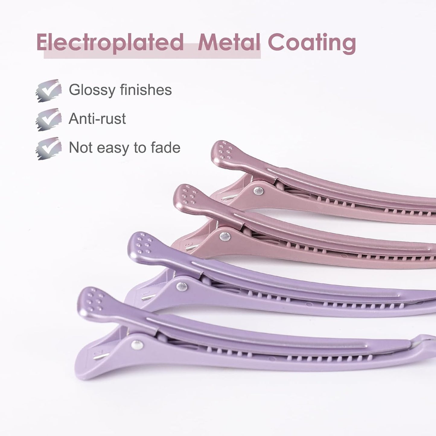 AIMIKE 4pcs Hair Clips for Styling: Sectioning No Crease Duck Billed Clips with Silicone Band, Salon Roller Clips for Women