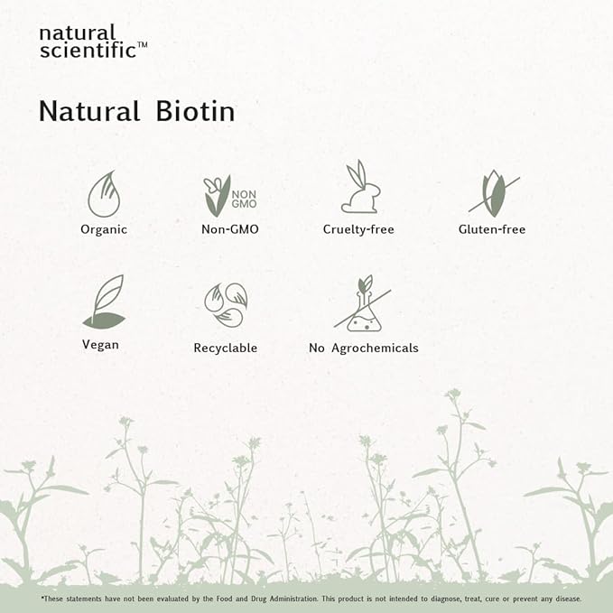 Organic Biotin Supplement 2500 mcg - Hair, Skin and Nails Vitamins for Women and Men - Vegan, Gluten-Free, Non-GMO - 30 Capsules, 1-Month Supply - Premium Dietary Supplement