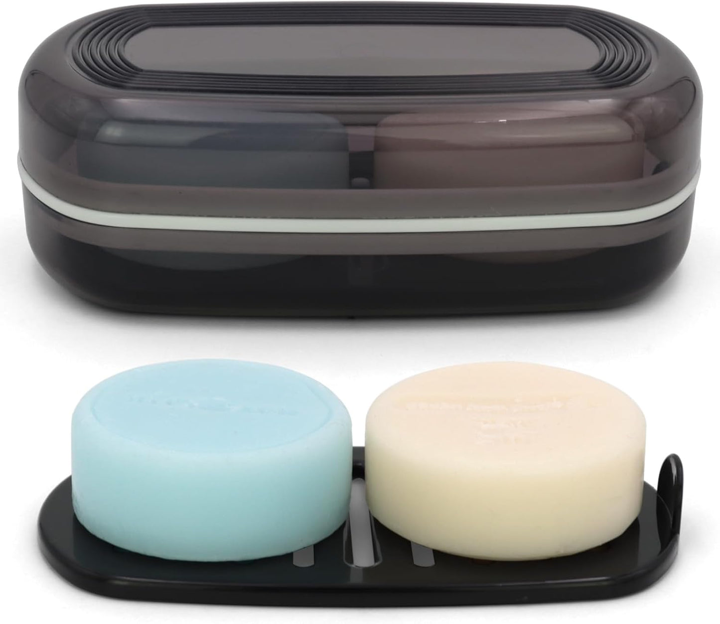 Shampoo Bar Holder Travel Case for Two Bars – Compatible with Kitsch Solid Shampoo & Conditioner Bars, Large Soap Container for Bathroom or Travel (1 Pack, Black Style A-Large)