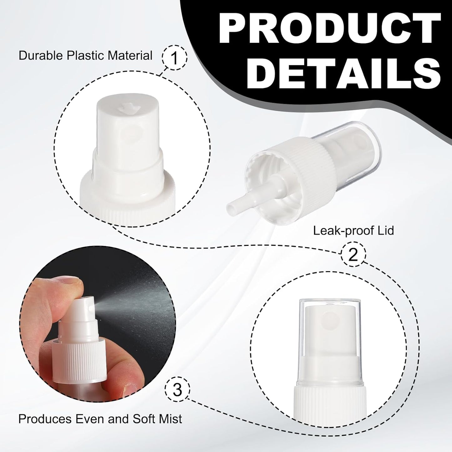 Fine Mist Spray Top, Spray Bottle Top Nozzle Sprayer Reusable Replacement for 18 Caliber Bottles Pump - Fitting For(Essential Oil Bottle/Perfumes/Cleaning Solution) 8 Pcs & 2 Color