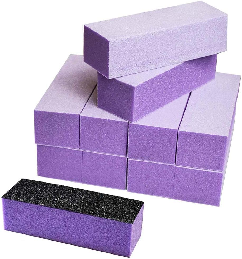 Karlash Nail Buffer Sanding Block Polisher Buffing File Nail Art Manicure Pedicure File (Purple White 60/100)