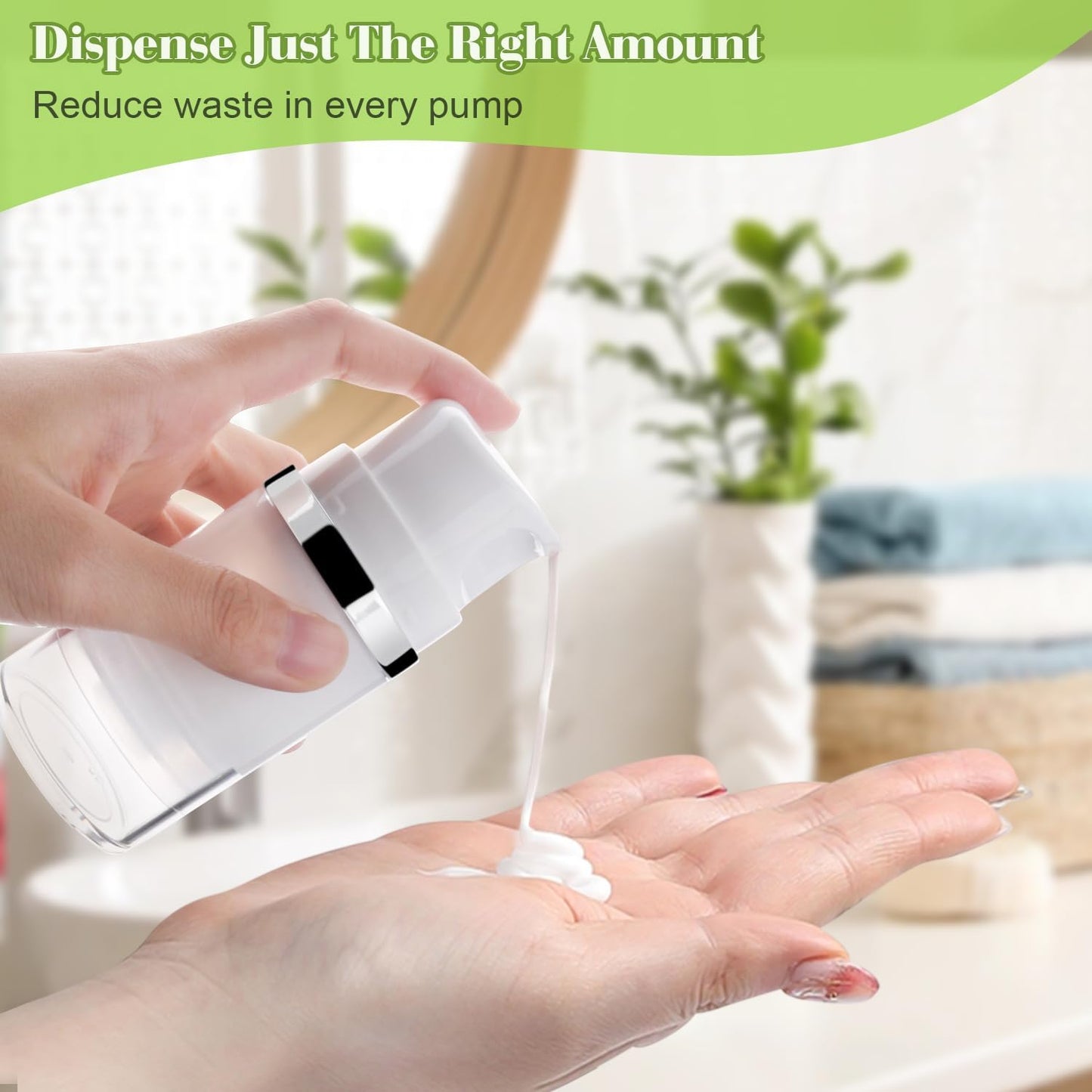 4 Pcs 50ml/1.7oz Airless Pump Jar Refillable Vacuum Pump Dispenser Bottles Travel Cosmetic Containers for Lotion Essence Shampoo Toiletries